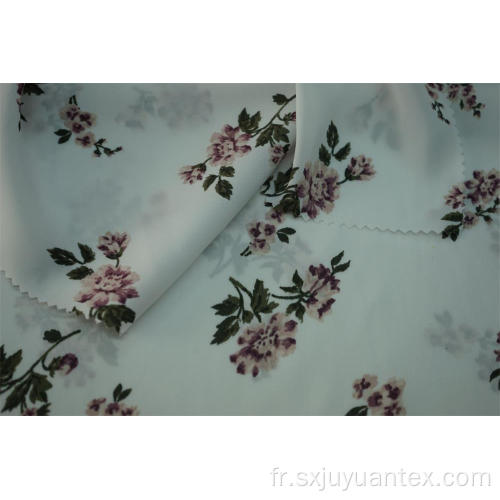 Tissu 100% polyester imprimé de fleurs en satin martelé